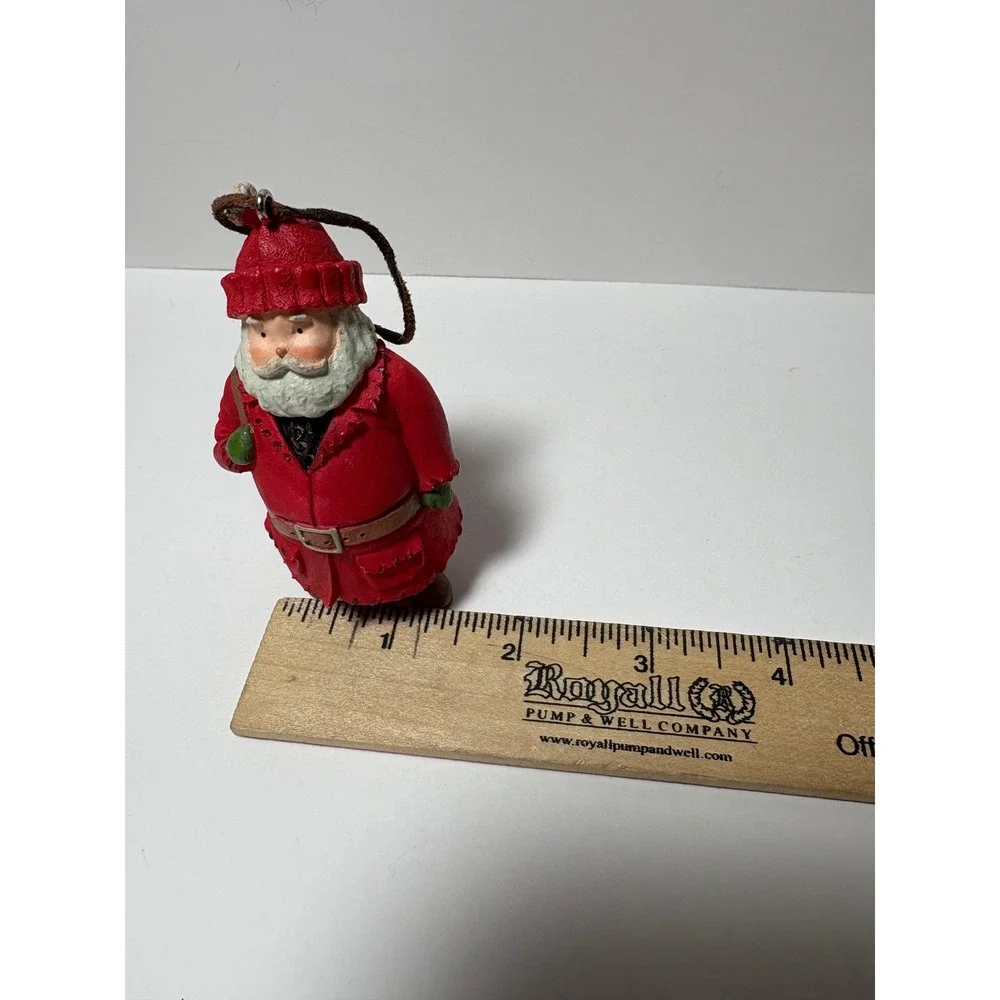 Hallmark 2003 Santa Claus Ornament Red Coat Backpack Basket Rustic Christmas